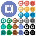 Movie stop round flat multi colored icons