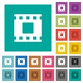 Movie stop square flat multi colored icons
