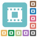 Movie stop rounded square flat icons