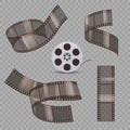 Movie tape. Twisted photography or cinema straight stripped tape studio picture decent vector realistic template