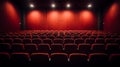 Movie or theater auditorium with red seats and spotlights. Cinema background Generative AI Royalty Free Stock Photo