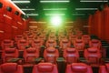 Movie theater empty auditorium with red leather comfortable chair Royalty Free Stock Photo