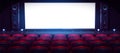 Movie theater, empty cinema hall with white screen Royalty Free Stock Photo