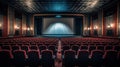 Movie Theater with empty seats and projector. Generative Ai Royalty Free Stock Photo