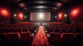 Movie Theater with empty seats and projector. Generative Ai Royalty Free Stock Photo