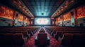 Movie Theater with empty seats and projector. Generative Ai Royalty Free Stock Photo