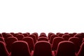 Movie theater with red seats and mock up screen Royalty Free Stock Photo