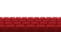 Movie theatre red seats. Empty rows of red cinema theatre seats, movie theatre interior. Cinema movie premiere event Royalty Free Stock Photo