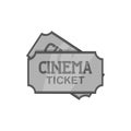 Movie ticket icon, black monochrome style