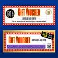 Movie ticket sign theme gift voucher or gift coupon template for