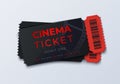 Movie ticket template. Realistic cinema theater admission pass mockup, 3D festival and performance coupon. Vector retro