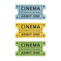 Movie tickets isolated on white background.