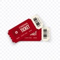 Movie tickets. Red couple cinema tickets isolated on transparent background. Vector illustration