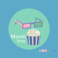 Movie time concept. Vektor illustration of flat style movie set camera. Eps10 Royalty Free Stock Photo