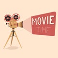 Movie time poster. Cartoon vector illustration. Cinema motion picture