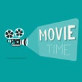 Movie time poster. Cartoon vector illustration. Cinema motion picture