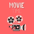 Movie time poster. Cartoon vector illustration. Cinema motion picture Royalty Free Stock Photo