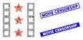 Movie Trailer Mosaic and Distress Rectangle Movie Censorship Stamp Seals