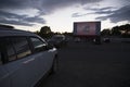 Movie viewers in car at Star Drive In Movie Theater, Montrose, Colorado, USA