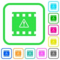 Movie warning vivid colored flat icons