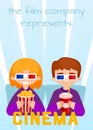 Moviegoers to the cinema illustration.