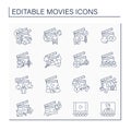 Movies line icons set