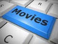 Movies online computer key means finding films to watch and download - 3d illustration Royalty Free Stock Photo