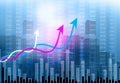 Moving arrows show Stock market chart