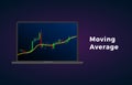 Moving Average indicator technical analysis. Vector stock and cryptocurrency exchange graph, forex analytics