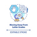 Moving away from letter grades concept icon