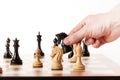 Moving black chess knight on a chessboard Royalty Free Stock Photo
