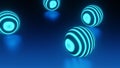 Moving blue glowin hypno neon balls loop animation