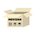 Moving box carton flat icon. Vector isolated illustration