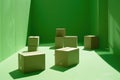 Moving boxes on a floor in a green room Royalty Free Stock Photo