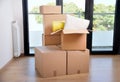 Moving boxes at home Royalty Free Stock Photo
