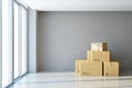 Moving boxes at a new office Royalty Free Stock Photo