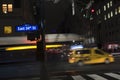 Moving bus nyc taxi cab 34th street new york at night