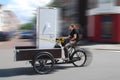 Moving By Cargo Bike Royalty Free Stock Photo