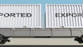 Moving cargo train and containers with EXPORTED caption