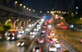 Moving cars with fast blurred trail of headlights Royalty Free Stock Photo