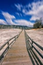 Moving Clouds Over Yellowstone Hot Springs Board Walk