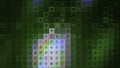 Moving color spots on mosaic squares. Motion. Colorful background with squares and dots changing colors. Colored spots