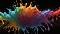 Moving colorful liquid splashes, color spectrum mixed very dynamically