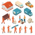 Moving Company Service Isometric Icons Set