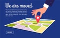 Moving concept. Changing address, new location on navigation map vector background Royalty Free Stock Photo