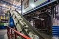 Moving conveyor transporter on Modern waste recycling processing plant. Separate and sorting garbage collection. Recycling and Royalty Free Stock Photo