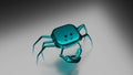 Moving 3d crab. Design. 3D model of moving colored crab on isolated background. Cartoon 3d crab moves on white Royalty Free Stock Photo