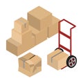 Moving Dolly And Boxes Vector