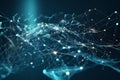 moving dots and lines, showcasing cyber technology with a dynamic binary code matrix background Royalty Free Stock Photo