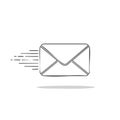 Moving envelope icon illustration, mail delivery communication concept, fast sending message, email, communication Royalty Free Stock Photo